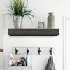 Small Rustic Beaded Wood Floating Wall Shelf - Black
